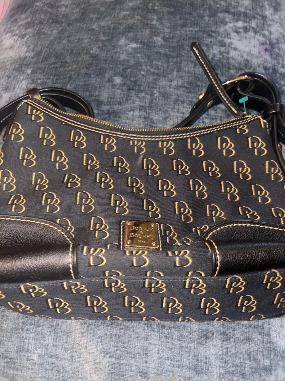 Dooney & Bourke DB Monogram Canvas Baguette Shoulder Bag Y2K Vintage